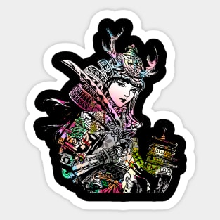 Japanese Geisha Sword Samurai Warrior 113 Sticker